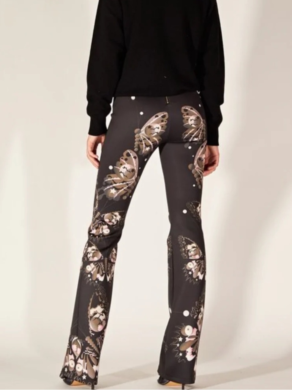 NWOT Cynthia Rowley Bonded Fit and Flare Neoprene Pants in Black Butterfly 4 - Picture 2 of 10